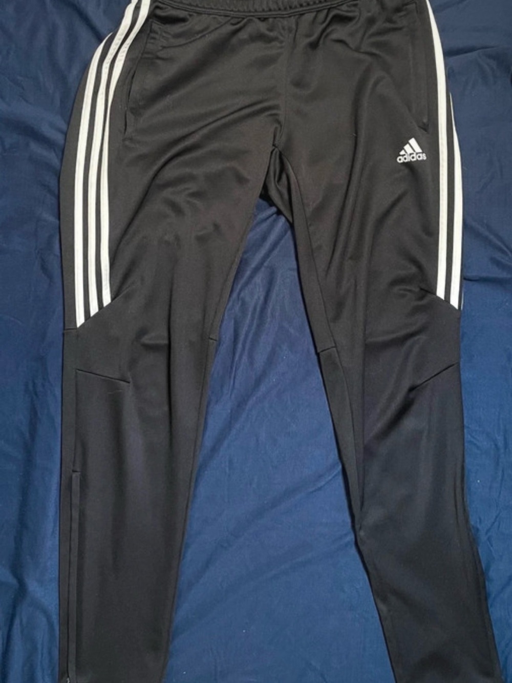Adidas Black Joggers with White Three-Stripe Detail